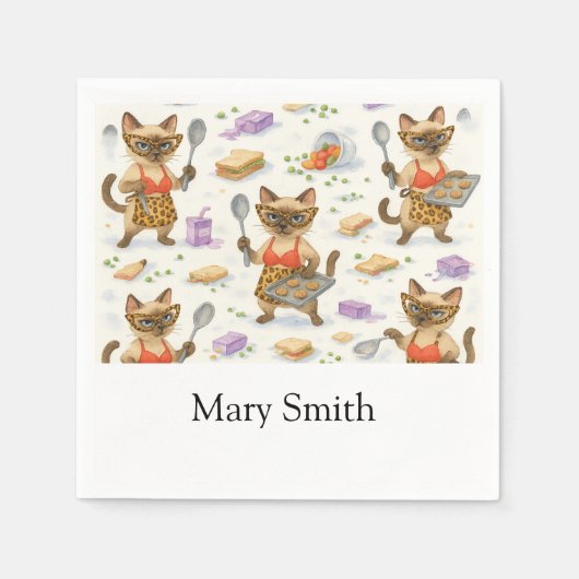 Lunch Lady serveert eten voor kattenliefhebbers Servet (Voorkant)