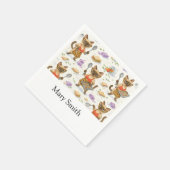 Lunch Lady serveert eten voor kattenliefhebbers Servet (Hoek)