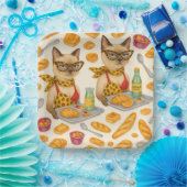 Lunch Lady Serving food  for Cat Lovers Cafeteria  Papieren Bordje (Feest)