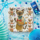 Lunch Lady Serving food  for Cat Lovers Cafeteria  Papieren Bordje (Feest)