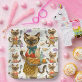 Lunch Lady Serving food  for Cat Lovers Cafeteria  Papieren Bordje (Feest)