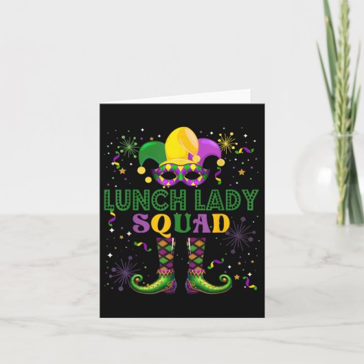 Lunch Lady Squad Mardi Gras Gemaskerde Trots Team  Kaart (Voorkant)