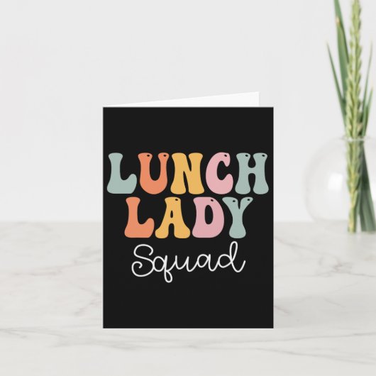Lunch Lady Squad Retro Groovy  eerste dag van de p Kaart (Voorkant)