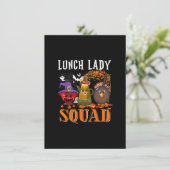 Lunch Lady Squad Thanksgiving Halloween Herfst Tre Kaart (Staand voorkant)