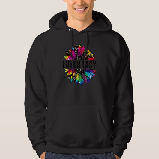 Lunch Lady Sunflower Leopard Tie Dye terug naar Sc Hoodie (Voorkant)