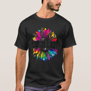 Lunch Lady Sunflower Leopard Tie Dye terug naar Sc T-shirt