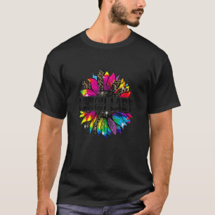 Lunch Lady Sunflower Leopard Tie Dye terug naar Sc T-shirt