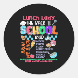 Lunch Lady Terug naar school Tour Cafetaria Crew Ronde Sticker