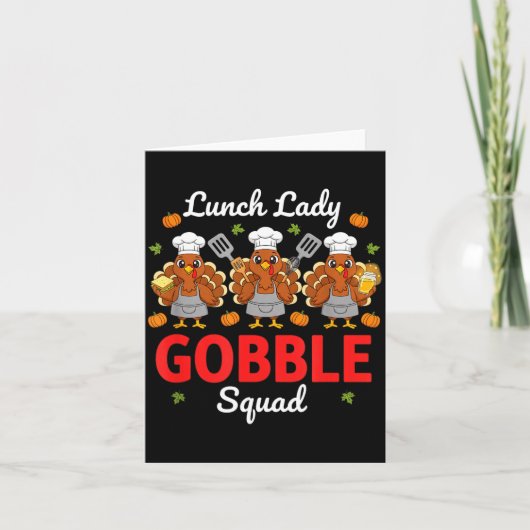 Lunch Lady Thanksgiving Funny Gobble Squad  Kaart (Voorkant)