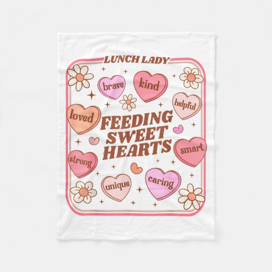 Lunch Lady Valentines Day Retro Cute Cafeteria Swe Fleece Deken (Voorkant)