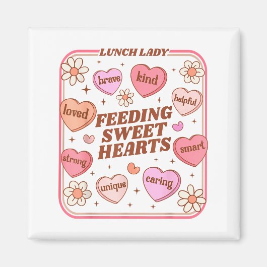 Lunch Lady Valentines Day Retro Cute Cafeteria Swe Magneet (Voorkant)