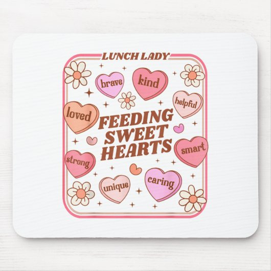 Lunch Lady Valentines Day Retro Cute Cafeteria Swe Muismat (Voorkant)