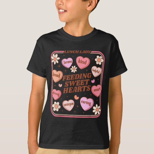 Lunch Lady Valentines Day Retro Cute Cafeteria Swe T-shirt (Voorkant)