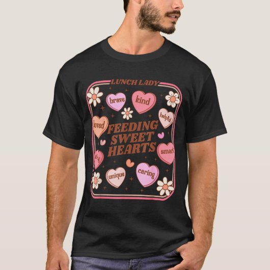 Lunch Lady Valentines Day Retro Cute Cafeteria Swe T-shirt (Voorkant)
