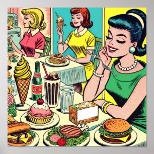 Lunch Meisjes Comics Poster