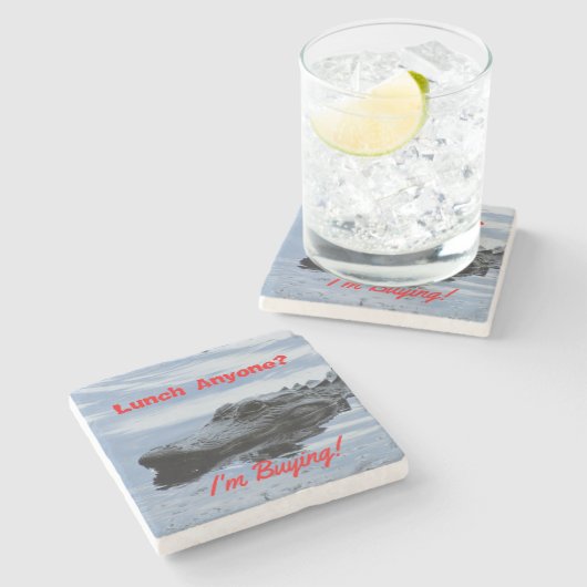 Lunch met Alligator Stone Onderzetter (Zijkant)