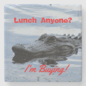 Lunch met Alligator Stone Onderzetter (Voorkant)