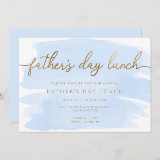 Lunch met Blue Waterverf Vaderdag Kaart (Voorkant / Achterkant)