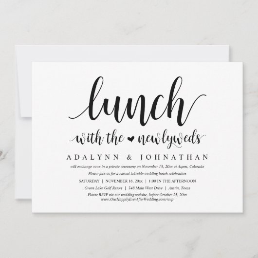 Lunch met de Passen getrouwd, Wedding Elopement Kaart (Voorkant)