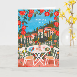 Lunch met een Uitzicht Mis You Countryside Gouache Kaart