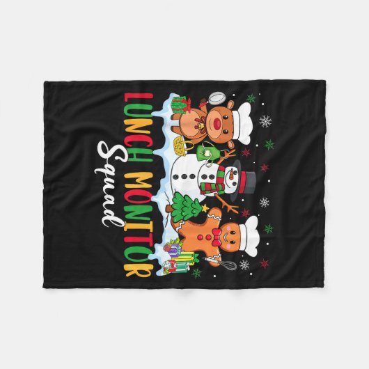 Lunch Monitor Squad Reindeer Snowman Gingerbread C Fleece Deken (Voorkant (Horizontaal))