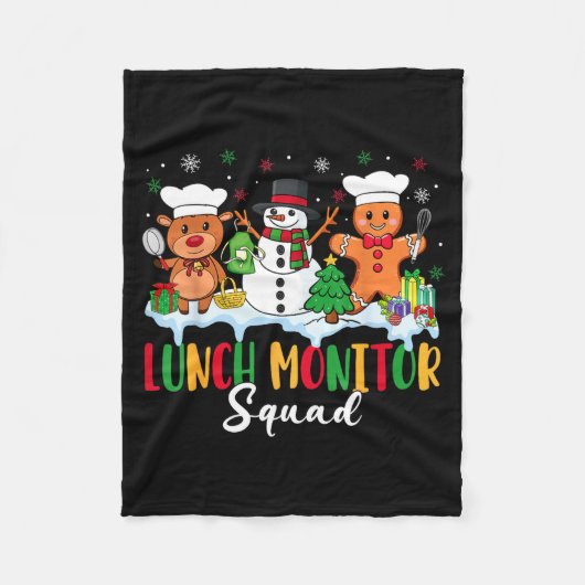 Lunch Monitor Squad Reindeer Snowman Gingerbread C Fleece Deken (Voorkant)
