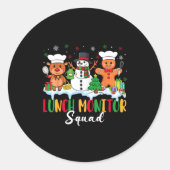Lunch Monitor Squad Reindeer Snowman Gingerbread C Ronde Sticker (Voorkant)