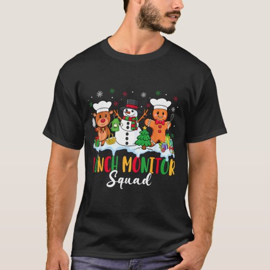 Lunch Monitor Squad Reindeer Snowman Gingerbread C T-shirt (Voorkant)