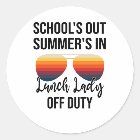 Lunch School Midday Lady Voltooiing Summer Ronde Sticker (Voorkant)