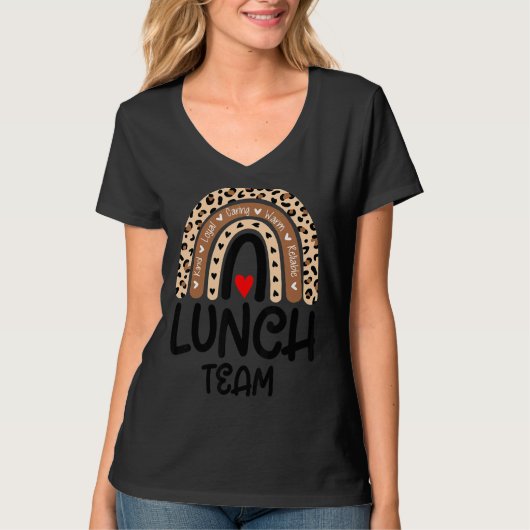 Lunch Team Group Leopard Matching School Spirit T-shirt (Voorkant)