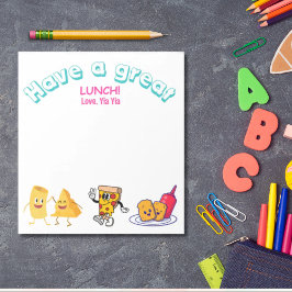 Lunch tijd liefde voor kinderen gepersonaliseerde  notitieblok