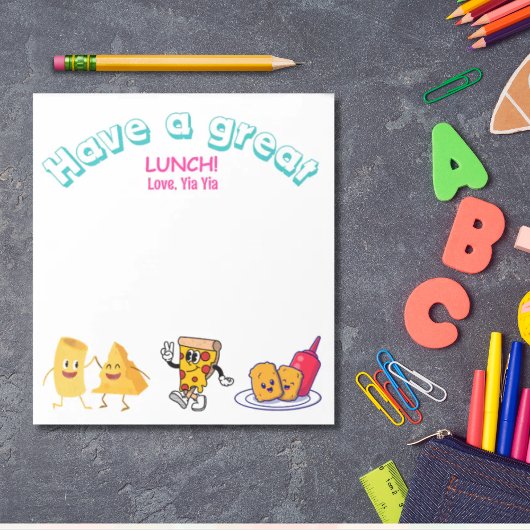 Lunch tijd liefde voor kinderen gepersonaliseerde notitieblok