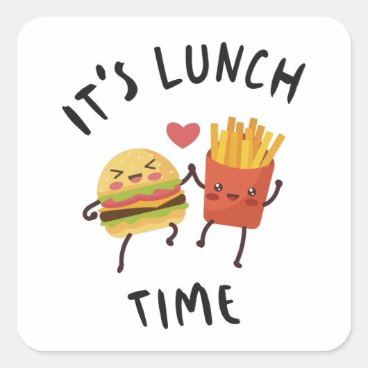 Lunch Time Vierkante Sticker (Voorkant)