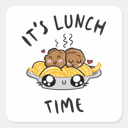 Lunch Time Vierkante Sticker (Voorkant)