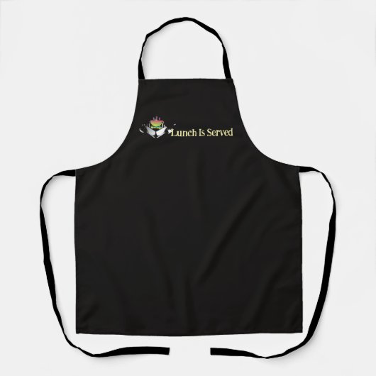 Lunch wordt geserveerd Zwart Schort (Voorkant)