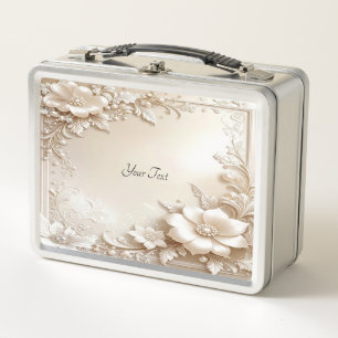 Lunchbox met ivoren bloemen