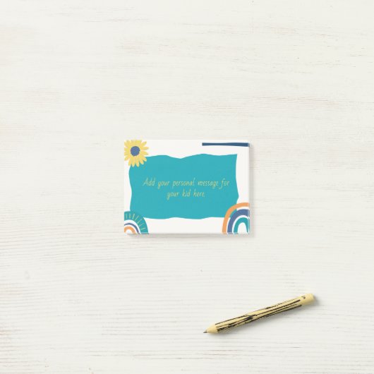 Lunchbox-notities voor uw kinderen, gepersonalisee post-it® notes (Op bureau)