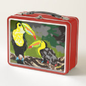 Lunchbox: tropische papegaaien (Voorkant)