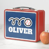 lunchbox van kind met aangepaste honkbalsporten (In situ)