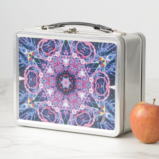 Lunchbox van metaal met levendige caleidoscoop (In situ)