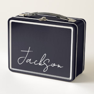 Lunchbox van metaal met naam