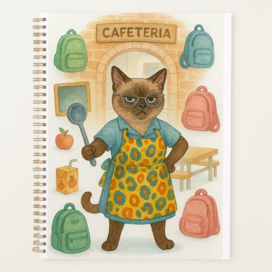 Lunchdame die eten serveert op school planner (Voorkant)