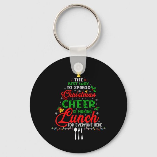 Lunchdame Kerstmis Xmas School Kantine Lunch L Sleutelhanger (Voorkant)