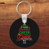 Lunchdame Kerstmis Xmas School Kantine Lunch L Sleutelhanger (Voorkant)