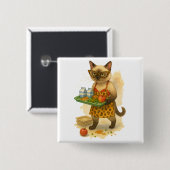 Lunchdame Levenscoach voor Kattenliefhebbers Vierkante Button 5,1 Cm (Voorkant /achterkant)