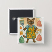 Lunchdame Levenscoach voor Kattenliefhebbers Vierkante Button 5,1 Cm (Voorkant /achterkant)