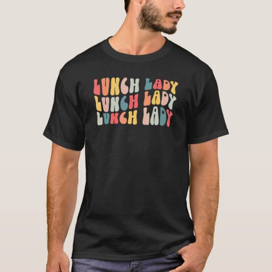Lunchdame Retro Groovy Schoolkantine Lunchdame T-shirt (Voorkant)