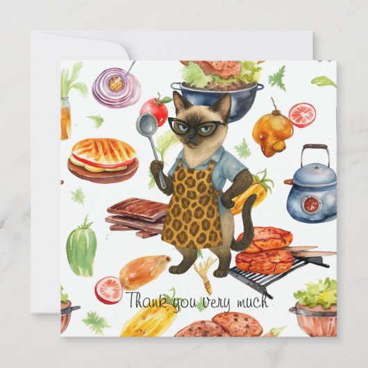 Lunchdame serveert eten bedankkaart (Voorkant)