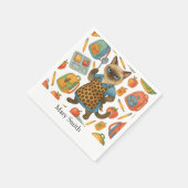 Lunchdame serveert eten voor kattenliefhebbers servet (Hoek)