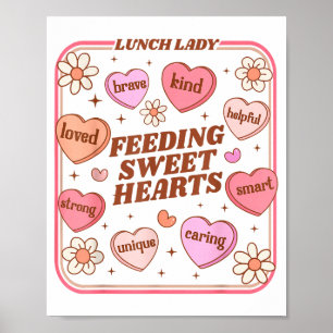 Lunchdame Valentijnsdag Retro Schattige Cafetaria Poster